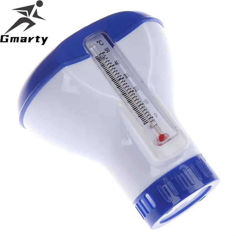 

1pc Swimming Pool Floating Chemical Chlorine Dispenser with Thermometer Disinfection Automatic Applicator Pump