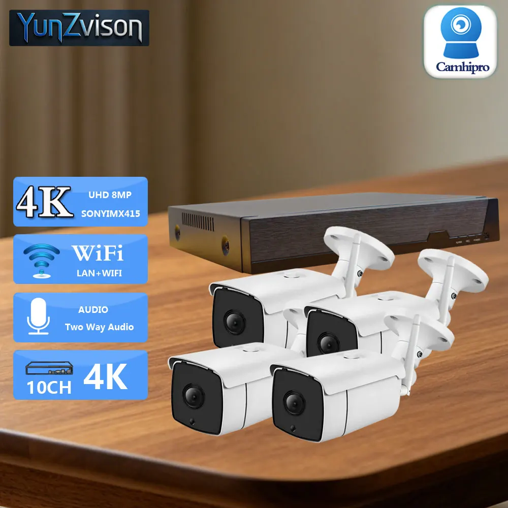 Фото Комплект видеонаблюдения C-R HD 4K 8MP: проводная/беспроводная Wi-Fi камера с объективом 3.6мм, двусторонней аудиосвязью, ИК-подсветкой до 30м, 10-канальный 4K NVR №1