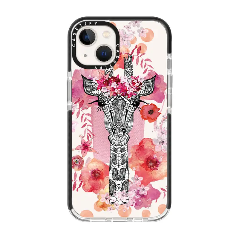 

Чехлы CASETIFY из ТПУ с жирафом и цветами для IPhone 14 13 12 11 Pro Max XR XS Max 7P 8P 14 Plus противоударный мягкий прозрачный чехол D0426