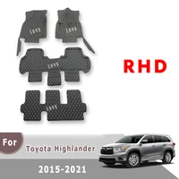 RHD Carpets For Toyota Highlander 2021 2020 2019 2018 2017 2016 2015 (7 seats) Car Floor Mats Auto Interior Dash Rug Accessories