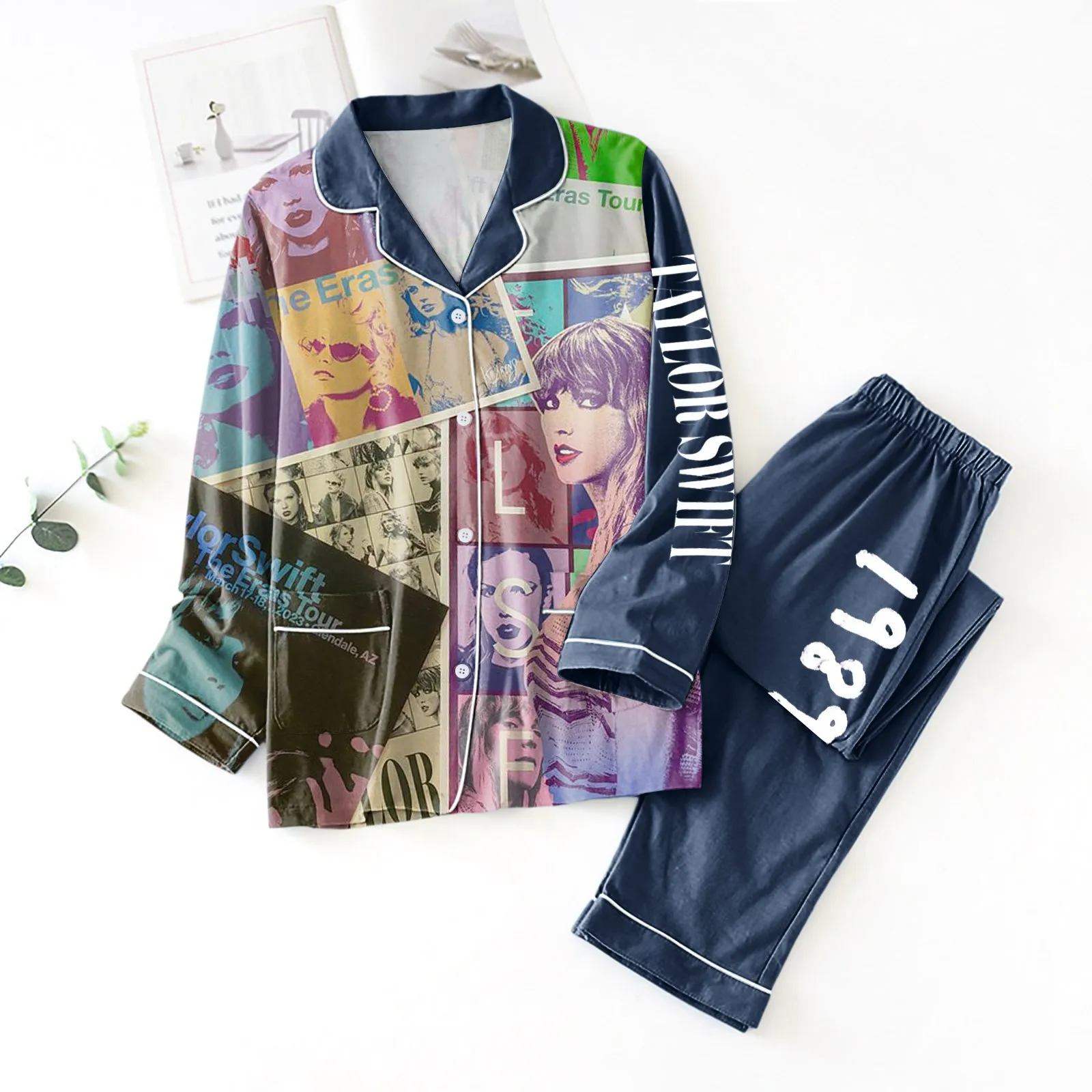 

Пижама Ts Dlx, комплект для сна, рубашки и брюки, штаны с длинным рукавом, пижамный комплект, футболка, домашняя одежда, домашняя пижама с быстрой печатью, 1989