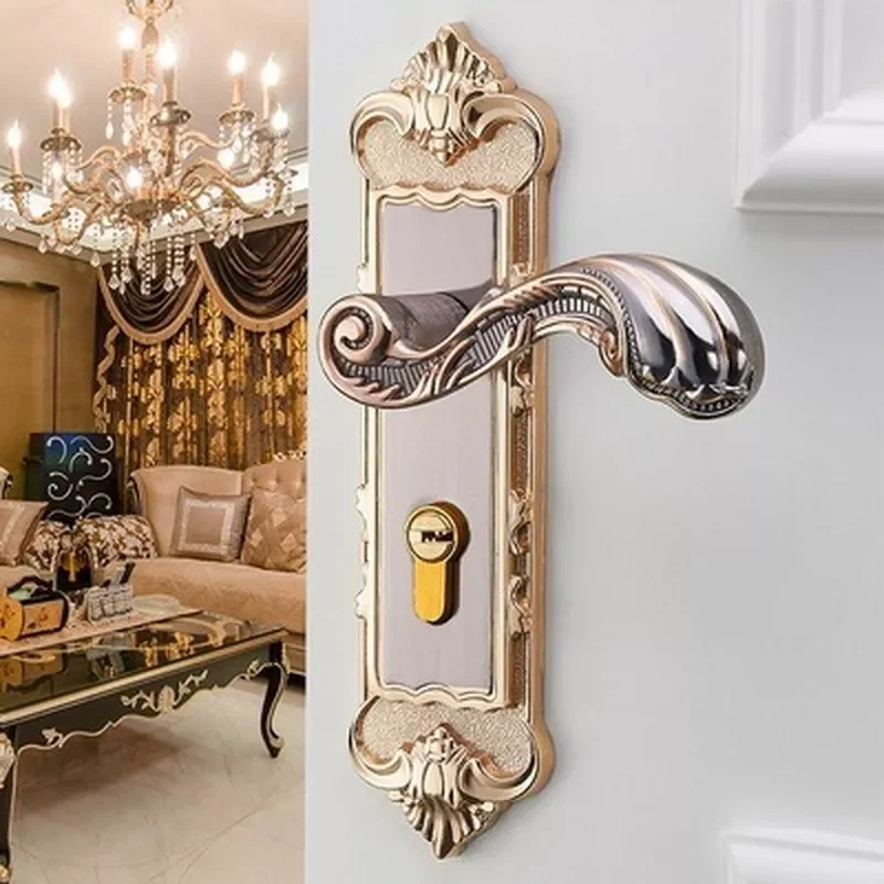 

pcs Vintage Handle Door Lock Wood Door Silent Locker Handle Door Lock for Home Security Interior Lock Set Door Hardware