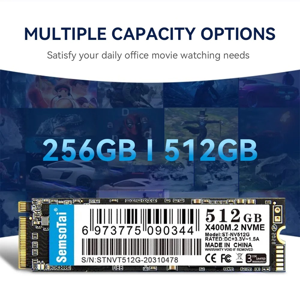 SemsoTai X400 M.2 SSD 256 ГБ 512 PCIe 3.0 NVMe Жесткий диск 2280 Твердотельный для настольных