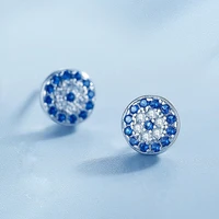 minimalist vintage blue devils eye stud earrings micro crystal zircon round circle ear nail piercing earring jewelry accessory