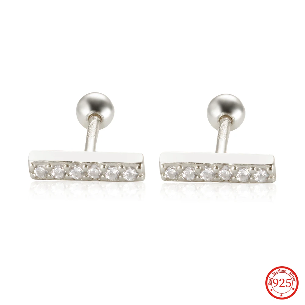 

New Brand Luxury 925 Sterling Silver Earrings Minimalist for Women Girls Friend Kid Lady Wedding Jewelry Rectangle Earrings