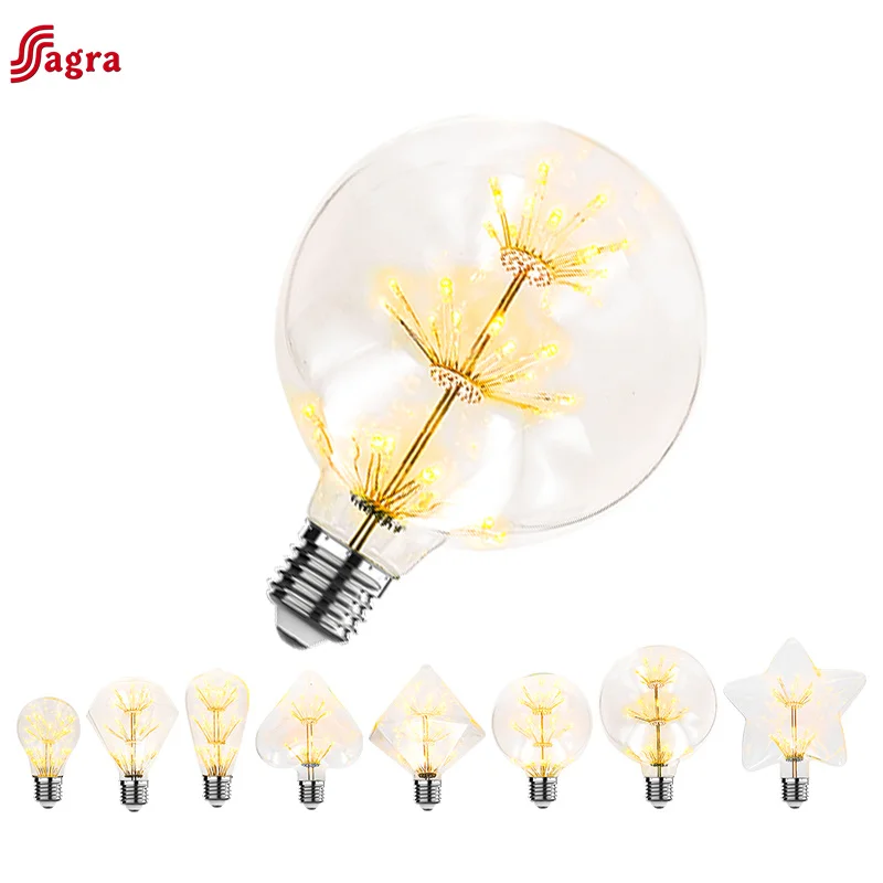 

LED Bulb E27 Vintage Edison Starry Sky Lamp Star Lamp 3W AC110V 220V 2200K Bottle Light Bulb Decorative Christmas Firework Lamp