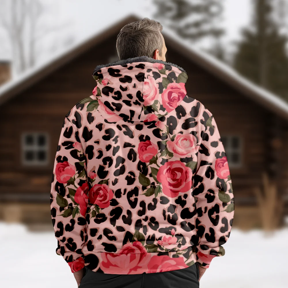 Мужские зимние куртки пальто винтажная хлопковая одежда с леопардовым узором