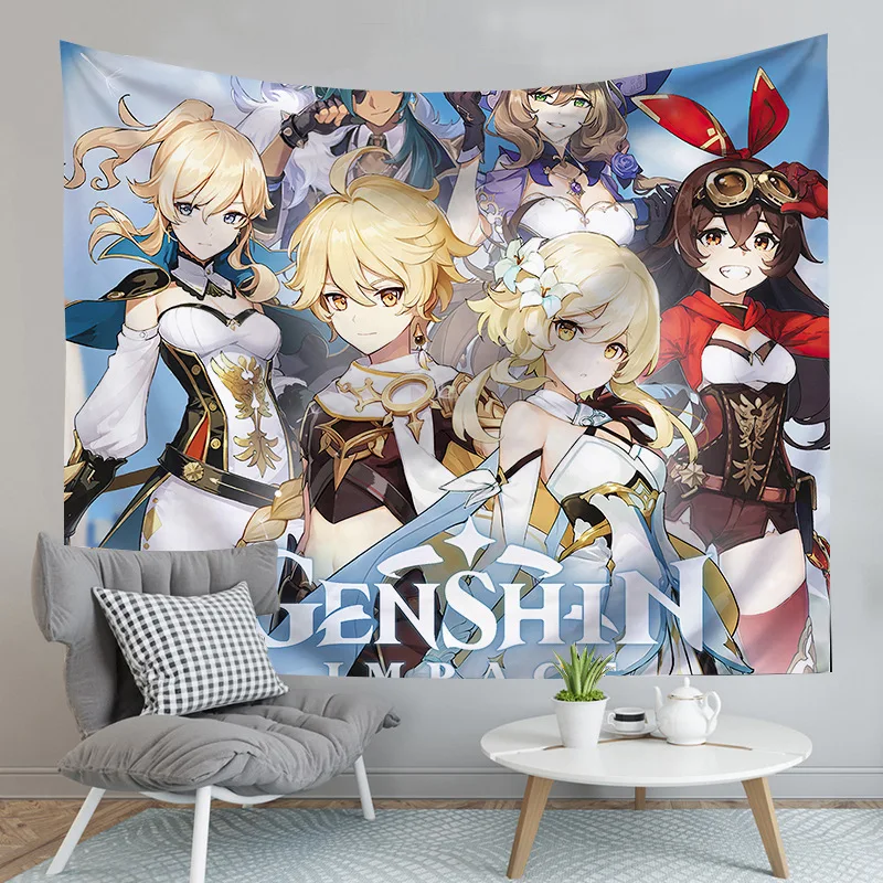 

Genshin Impact Tapestry,Wall Poster Decoration Spiritual Gift Art Home Bedroom Decor Living Room Divider Door Curtain Balcony