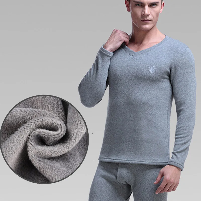 Men Winter Long Johns Mens Sexy Slim Shirt+Tight Leggings Suit Thickening Plus Velvet Long Thermal Underwear Sets Male Lounge