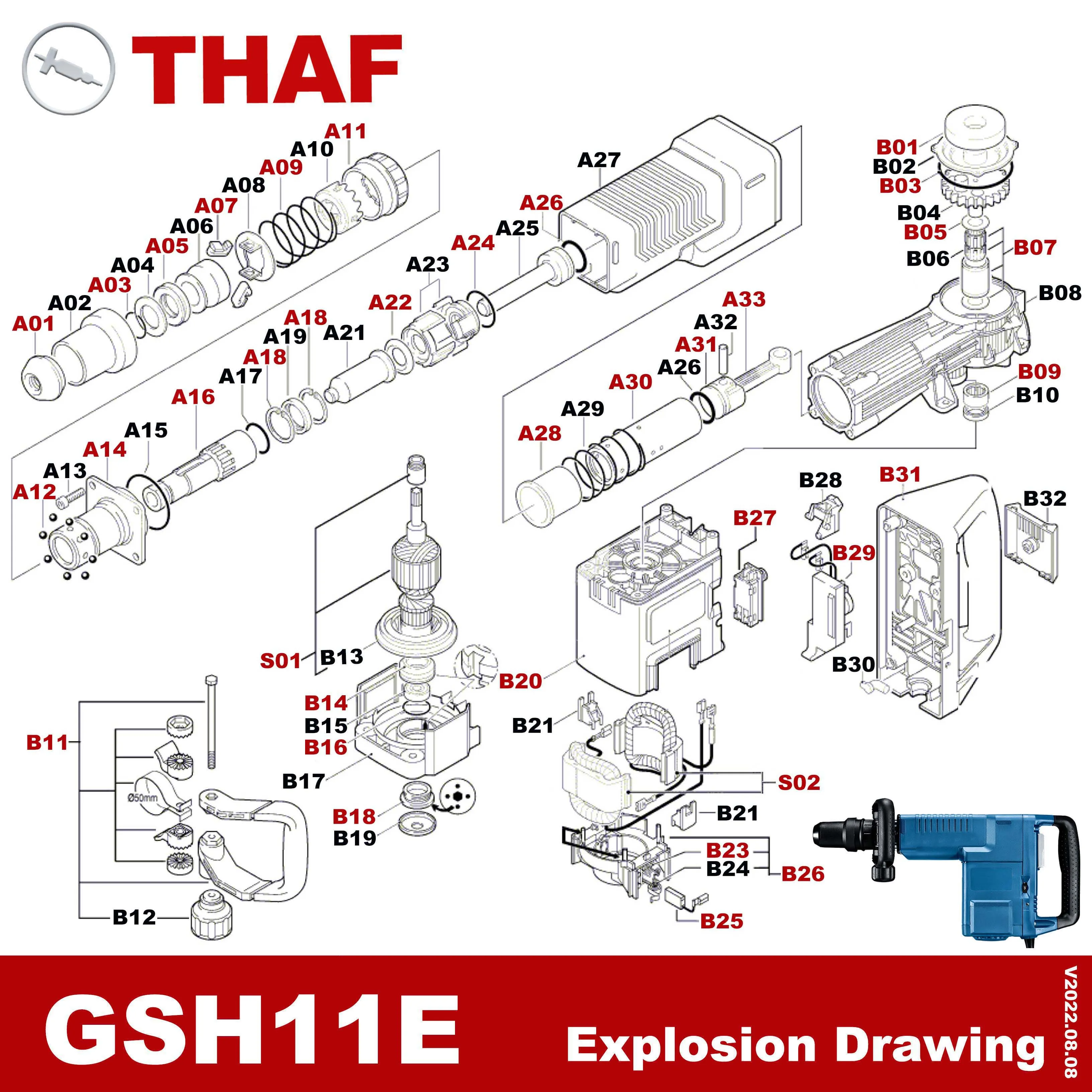 Фото Запасные части для шатуна для отбойного молотка Bosch GSH11E GSH 11E C03 №3