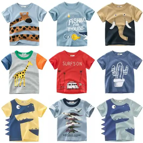 Летняя футболка с рисунком динозавра для маленьких мальчиков и девочек, футболки со львом, хлопковые топы с надписью для малышей
