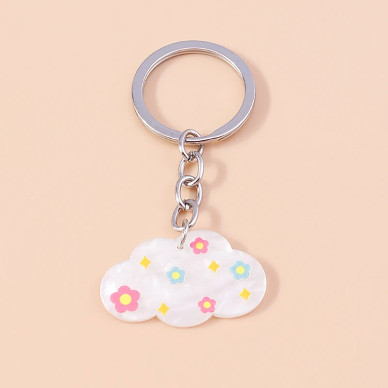 

Cute Keychains Resin Flower Clouds Charms Keyrings Women Men Handbag Pendants Key Chains DIY Handmade Jewelry Gifts