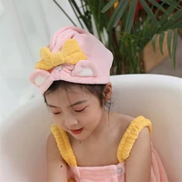 microfiber hair towel wrap for women stripe towels child bathroom bath absorbent towel hair drying towel long curly dry hair cap