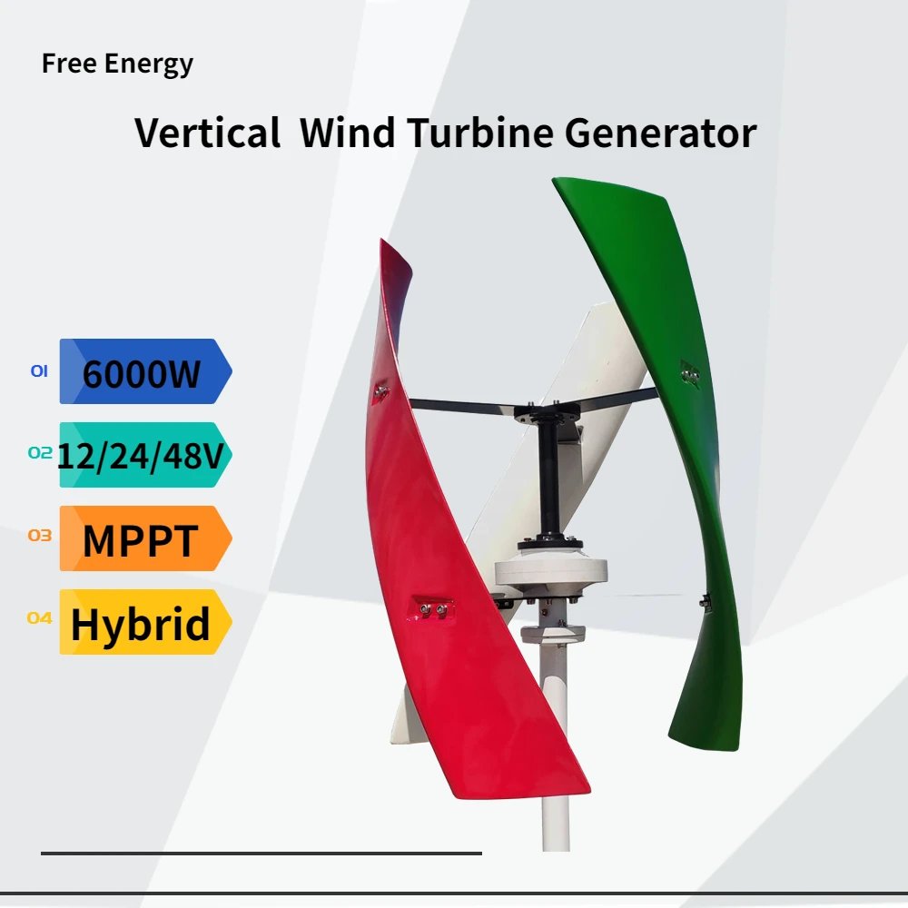 

Vertical Axis Maglev Wind Turbine Generator 6000w 6kw 12v 24v 48v 3 Blades Free Energy for Homeuse Windmills Low RPM
