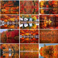 ruopoty oil painting by number autumn landscape drawing on canvas hand painted paintings diy pictures by numbers riverside kits