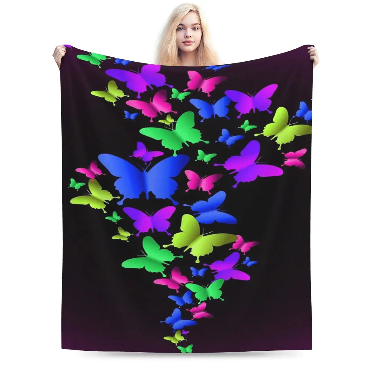 

Colorful Butterflies Soft Flannel Throw Blanket for Couch Bed Sofa Cover Blanket Warm Blankets Travel Blanket