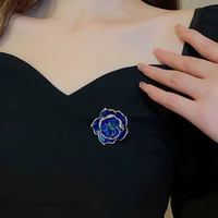 hot sale temperament blue rose flower brooch for women beautiful delicate 925 silver needle pendant accessories pendant gift