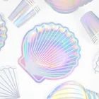 Вечерние одноразовые салфетки русалки, лазерная оболочка, бумажные тарелки, салфетки для стаканчиков для девочек, тематическая вечеринка на день рождения вечерние украшения для детского душа