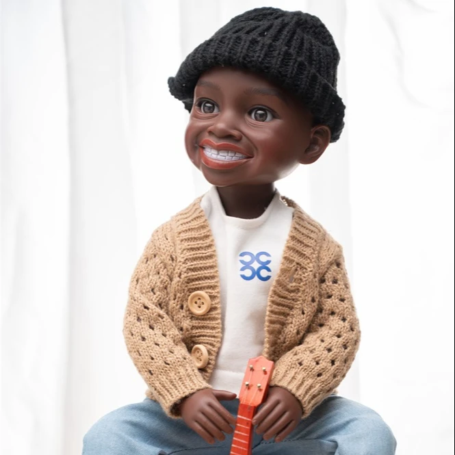 

18" 45CM Africa America Boy Doll Lifelike Simulation Black Play Dolls Fun Kids Toy Gift