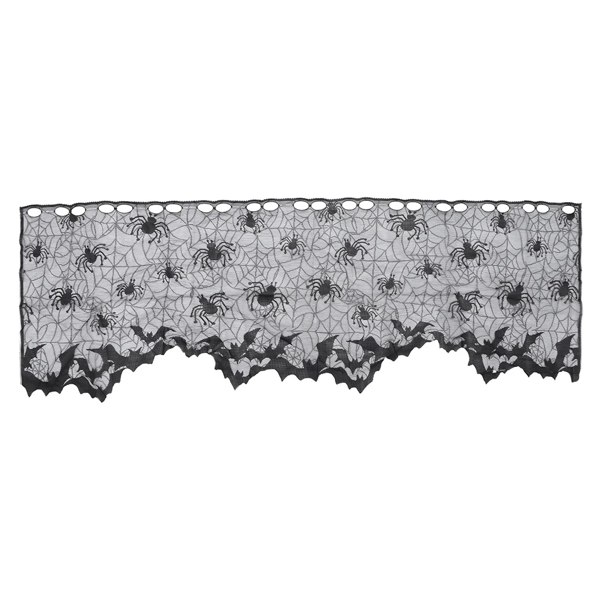 

Curtain Window Lace Curtains Spider Fireplace Black Decor Cloth Door Kitchen Spiderweb Bats Web Scarf Spooky Panel Decoration