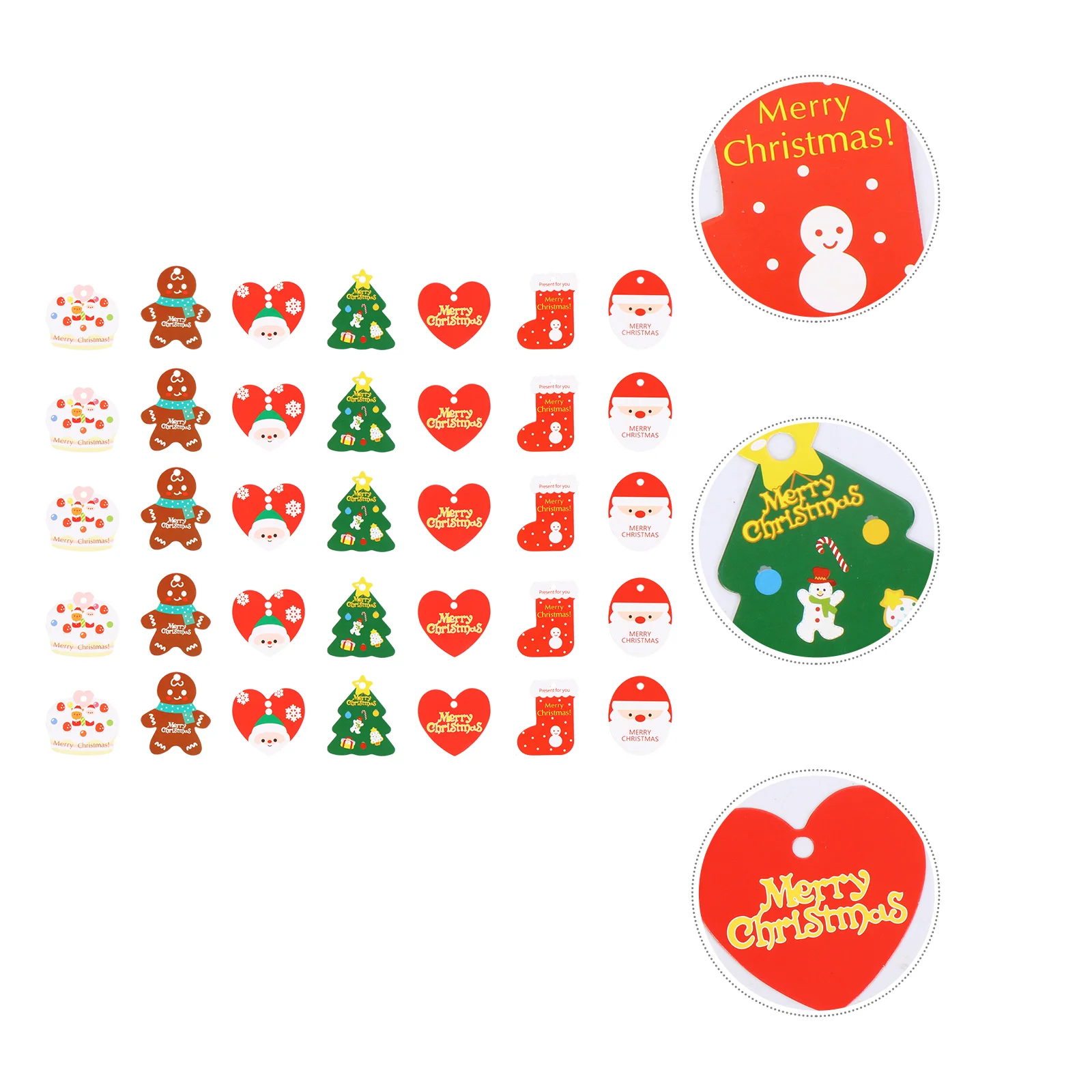 

60Pcs Christmas Themed Tags Paper Tags Gift Cards Xmas Tree Pendants Mixed Style