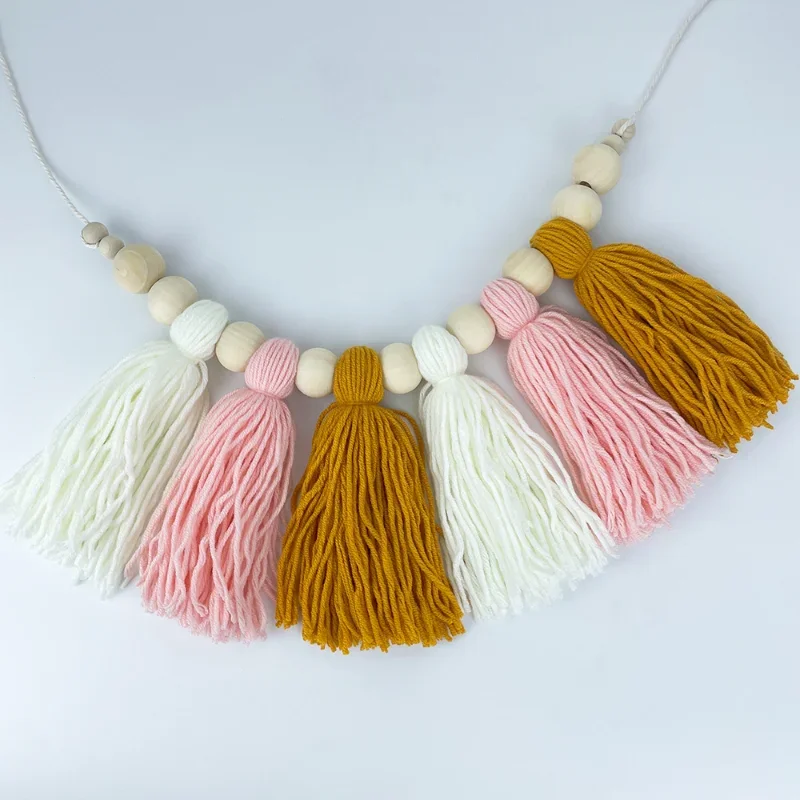 Деревянная кисточка из бисера макарон в скандинавском стиле украшение для дома с