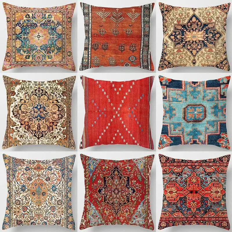 

Carpet Print Cushion Cover Vintage Decor Pillowcase Vintage Art Turkey Blanket Living Room Throw Pillow