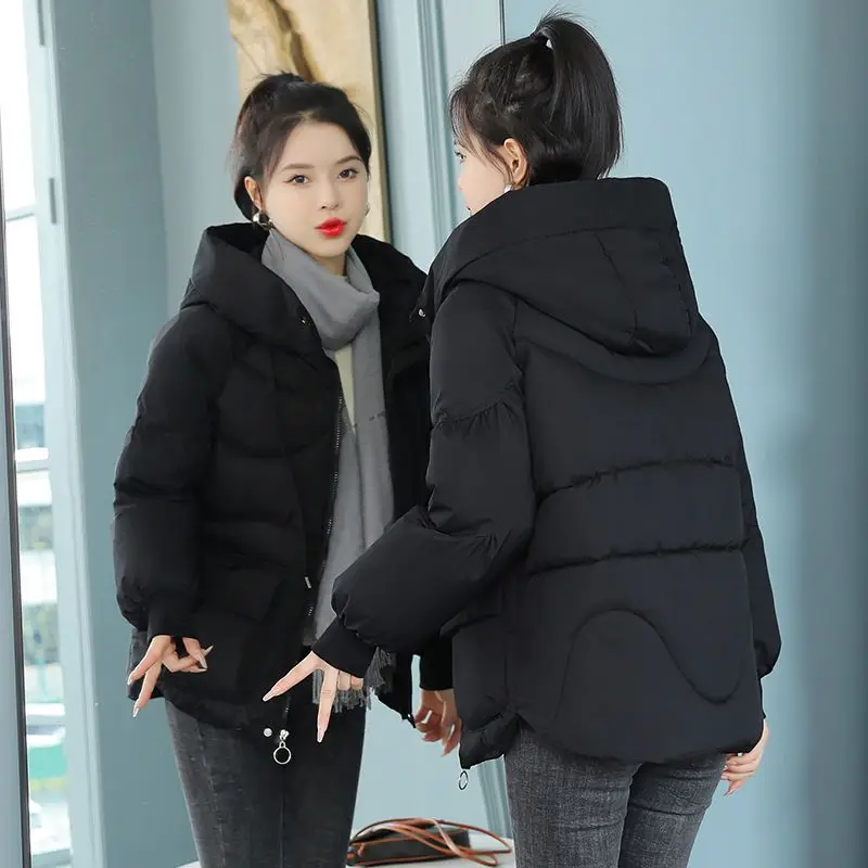 2023 Winter Women Thickening Parkas Coat Fashion Solid Warm Hooded Padded Coat Casual Winter Outwear Jacket Parkas Ladies A03