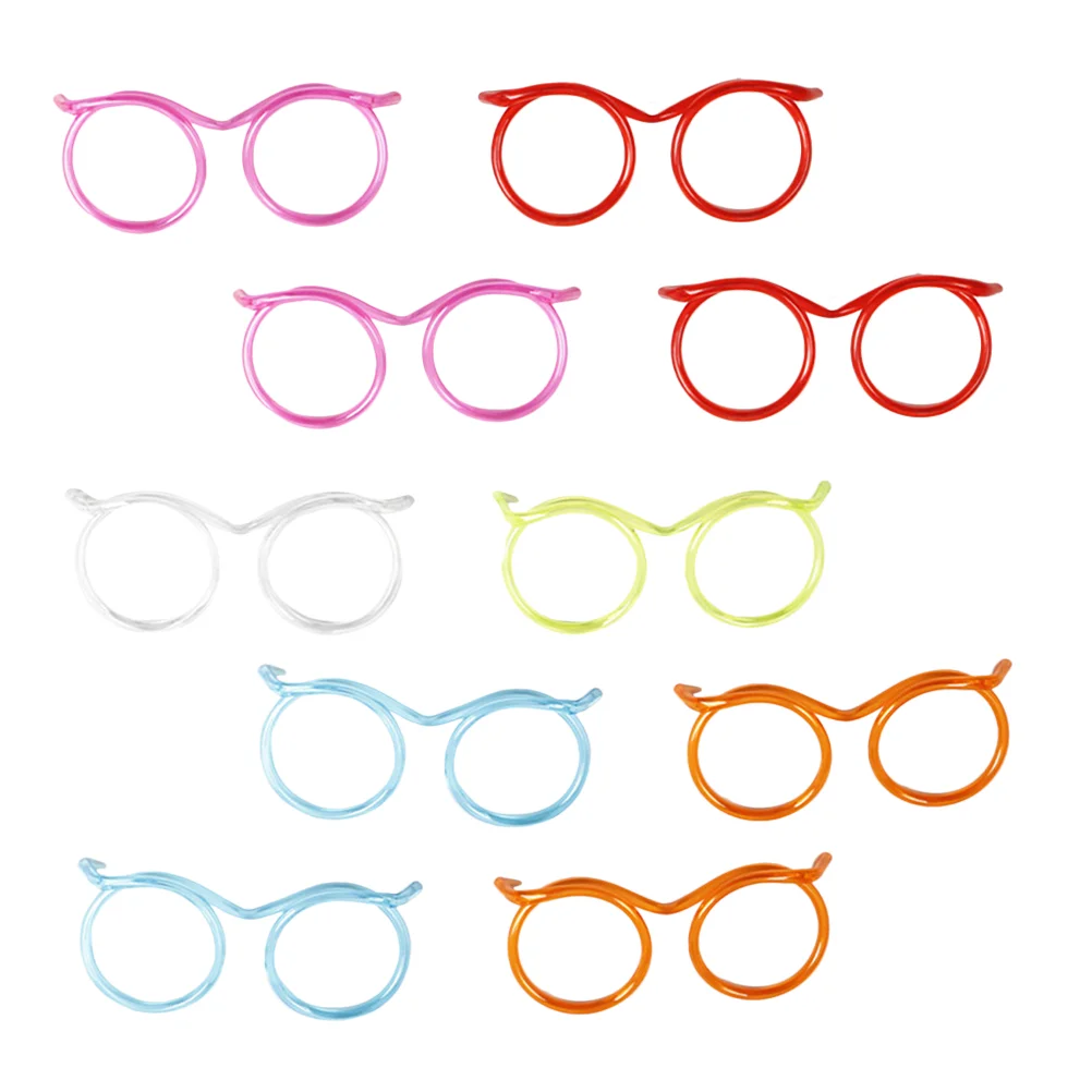 

Straws Straw Glasses Drinking Kids Eyeglasses Party Crazy Flexible Reusable Novelty Eyeglass Frame Silly Funnyfun Plastictube