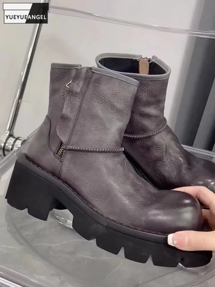 Винтажные ботинки ручной работы из натуральной кожи женские мотоциклетные