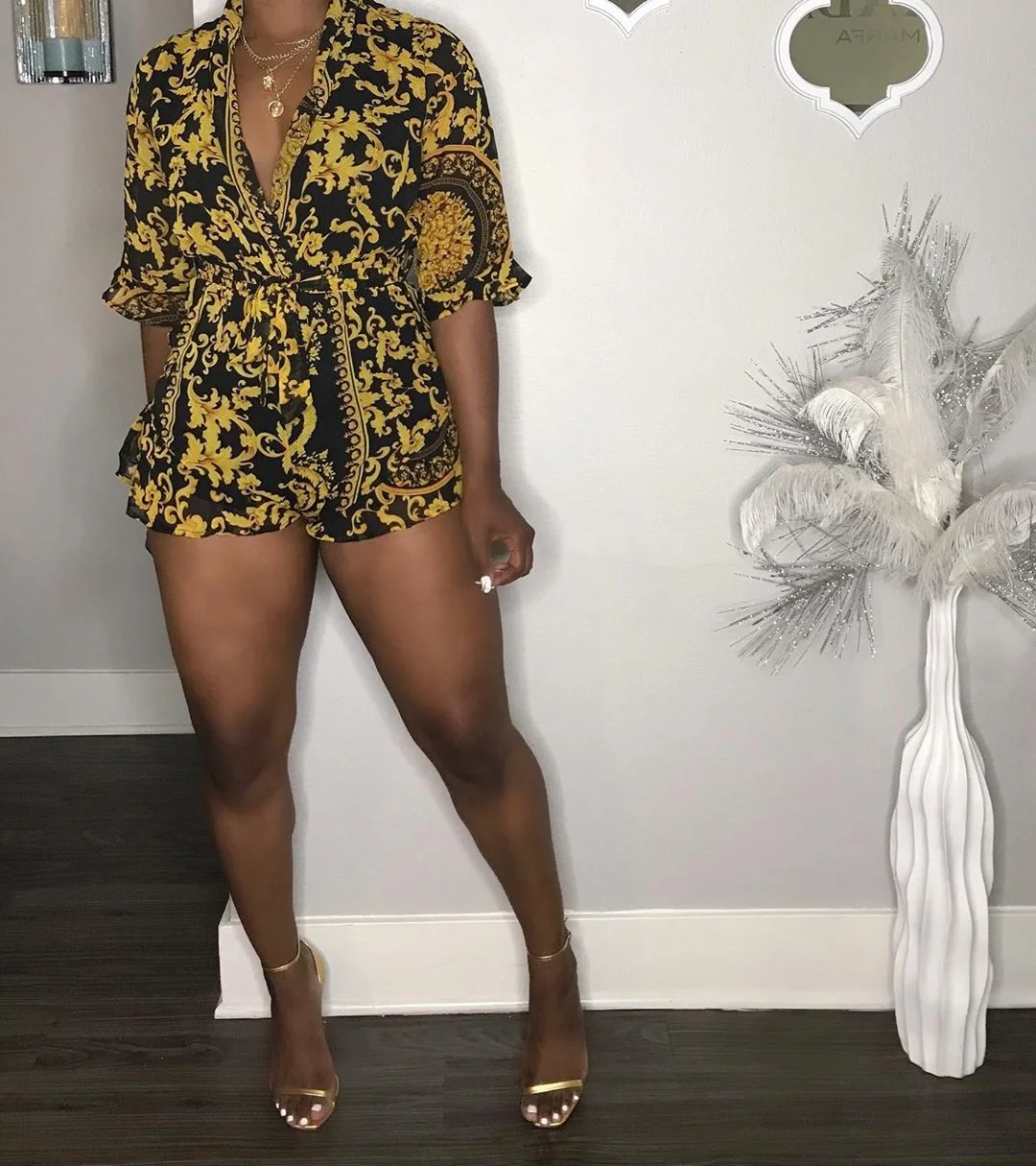 

Zoctuo Bodysuit Jumpsuit For Women Sexy Bodycon Skinny Body Suit Printing Half Sleeve Playsuit Printed Rompers Jumpsuits Short
