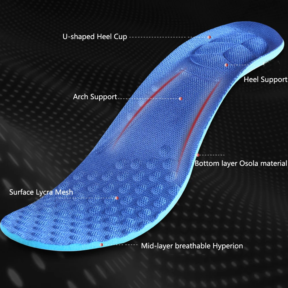 Memory Foam Insoles For Shoes Women Sweat Absorbent Foot Massage Sports Insole for Men Sneakers Arch Support Running Shoe Pad