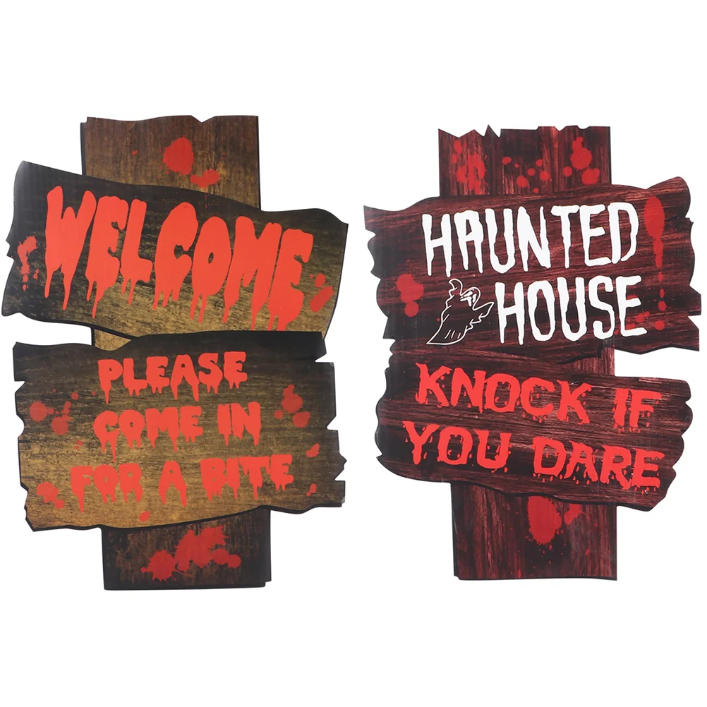

2Pcs Props Creepy Practical Creative Street Sign Street Warning Sign for Garden