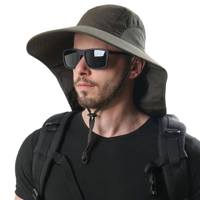 

Summer Men Outdoor Sun Protection And Anti Splashing Women Sun Shading Anti Ultraviolet Fisherman Hats Shawl Outdoor Cap Unisex