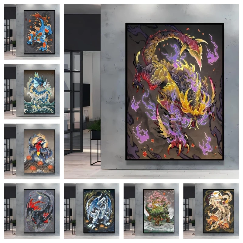 Фото Аниме персонаж фотографии Pokemon Swampert плакат персонаж мультфильма классическая гостиная украшение дома подарок холст живопись №1