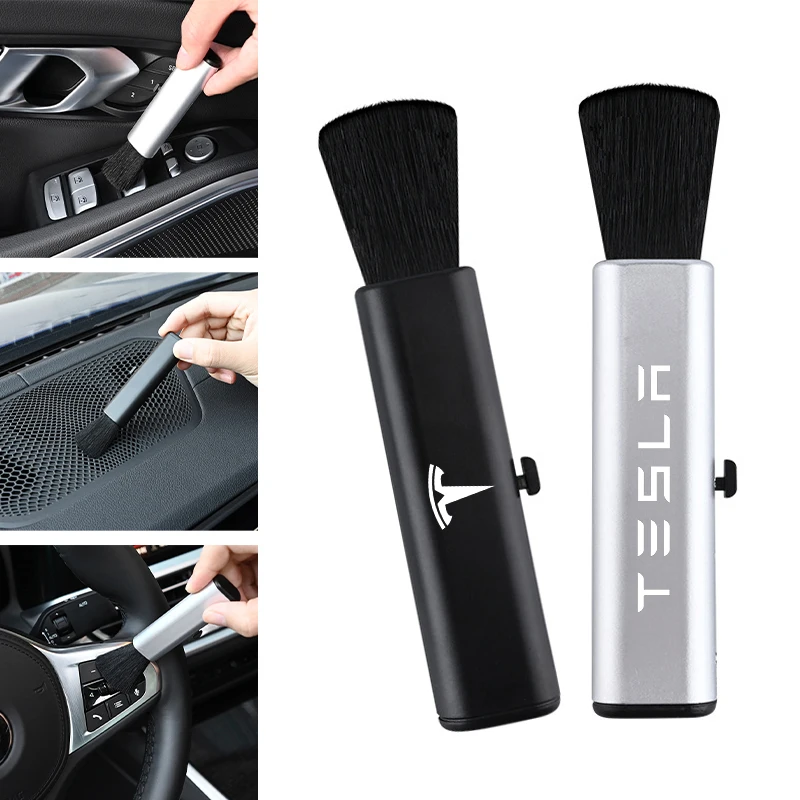 

JKHNN Car Retractable Cleaning Brush Air Outlet Cleaning Soft Brush for Tesla Model 3 Model S Model X Model Y Car Accessories