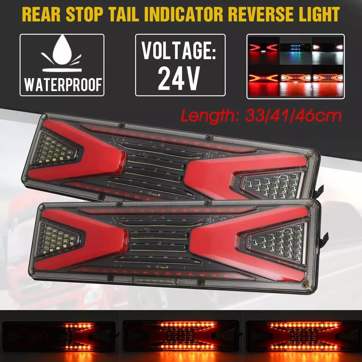 

24V LED Truck Tail Light Trailer Warning Lights Taillight Stop Brake Light Rear Reverse Turn Signal Indicator Lorry Bus