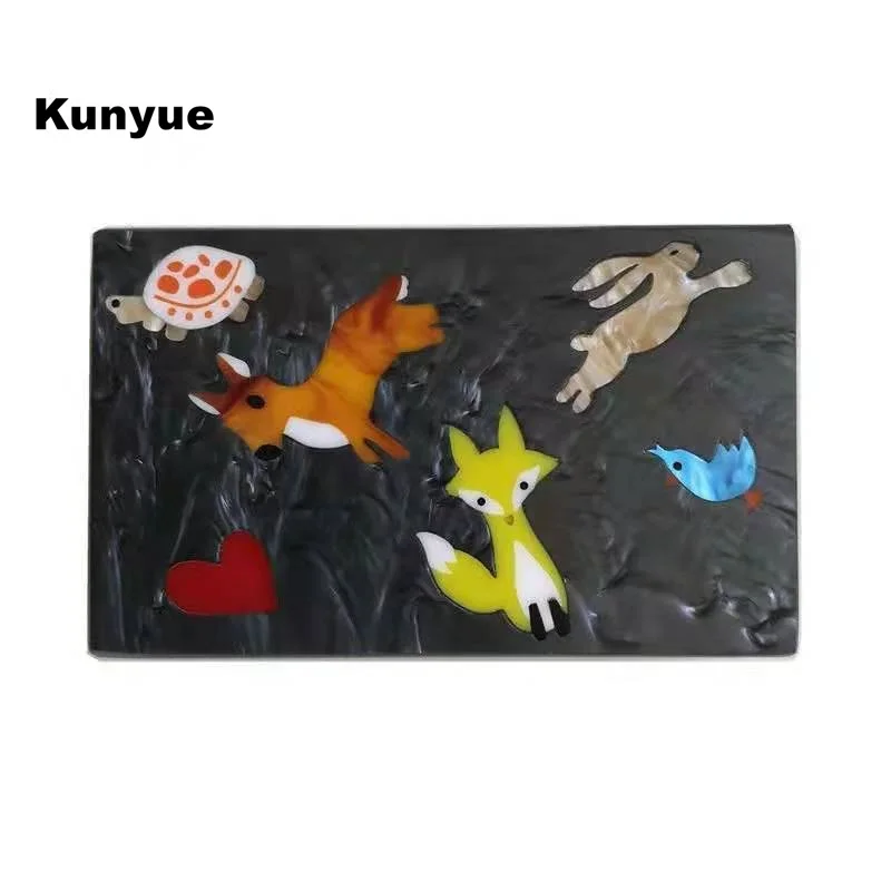 

New Design Fashion Animal Patchwork Solid Evening Bag Wedding Cute Casual Prom Party Clutch Purse Women Trendy Messenger Handbag