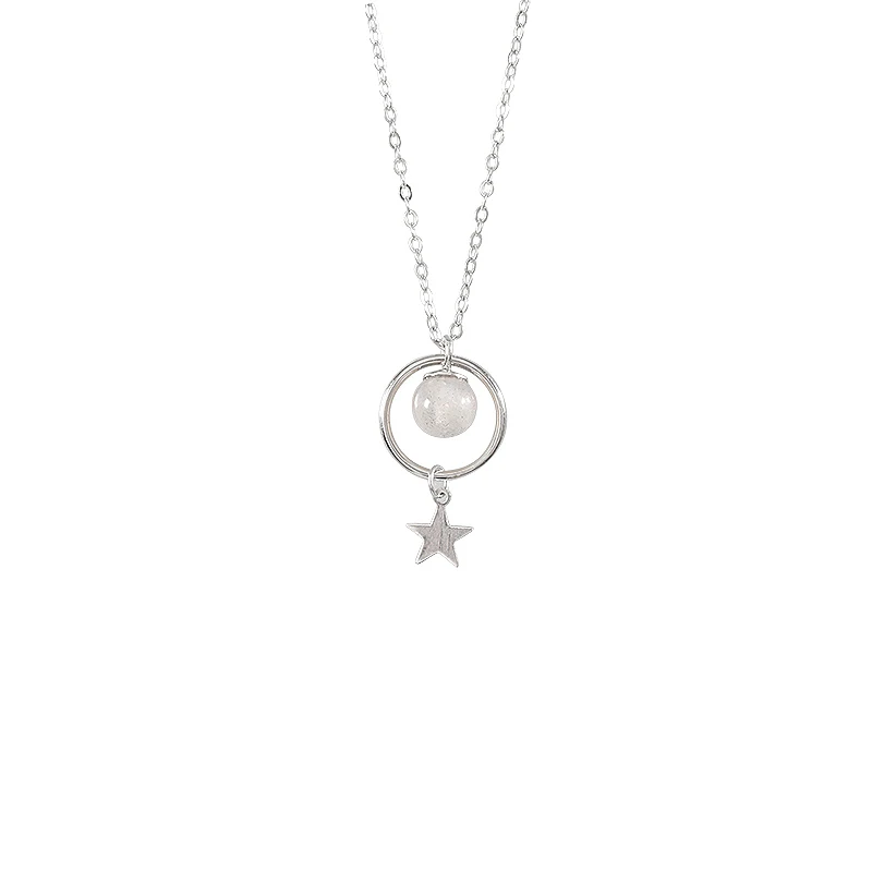 

925 sterling silver moonstone star necklace female summer niche design clavicle chain 2022 new trendy light luxury pendant