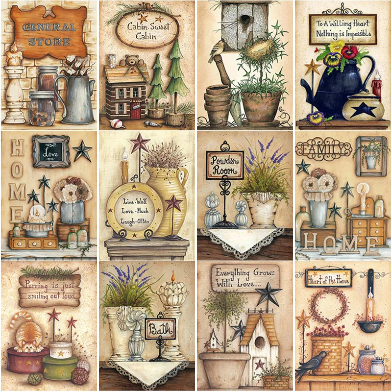 

50X70CM 5D DIY Diamond Painting Potted Plants Diamond Embroidery Flower Cross Stitch Full Round Drill Home Decor Manual Art Gift