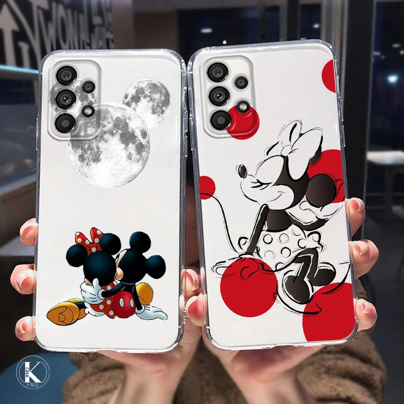 

Disney Couple Mickey Minnie Phone Case For Samsung A32 A52 A52S A72 A02 A22 A03 A02S A03S A13 A53 A73 A23 A13 Lite Transparent