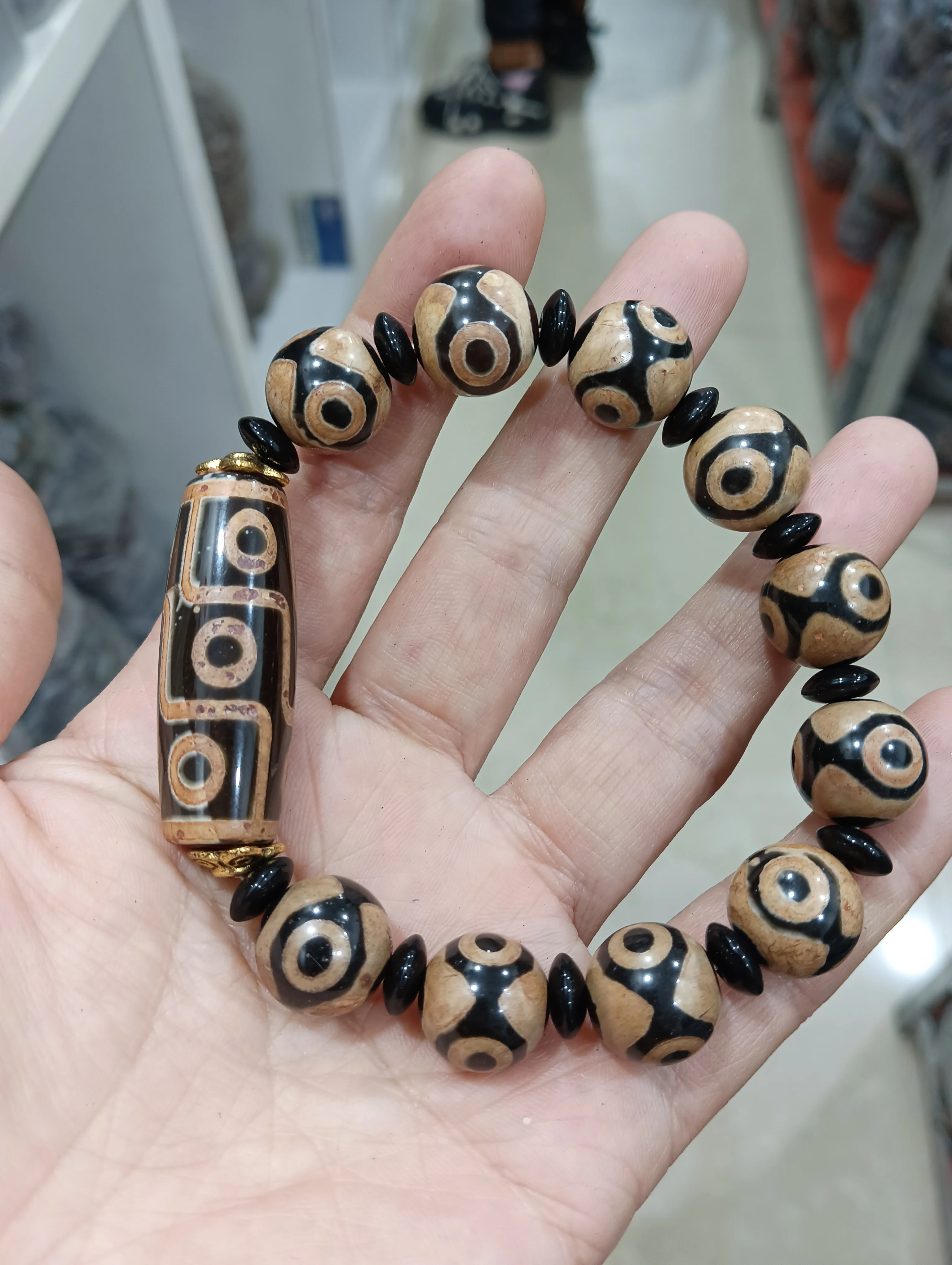 Природный Тибетский бусины дзи браслет браслеты девять глаз амулет три глаза