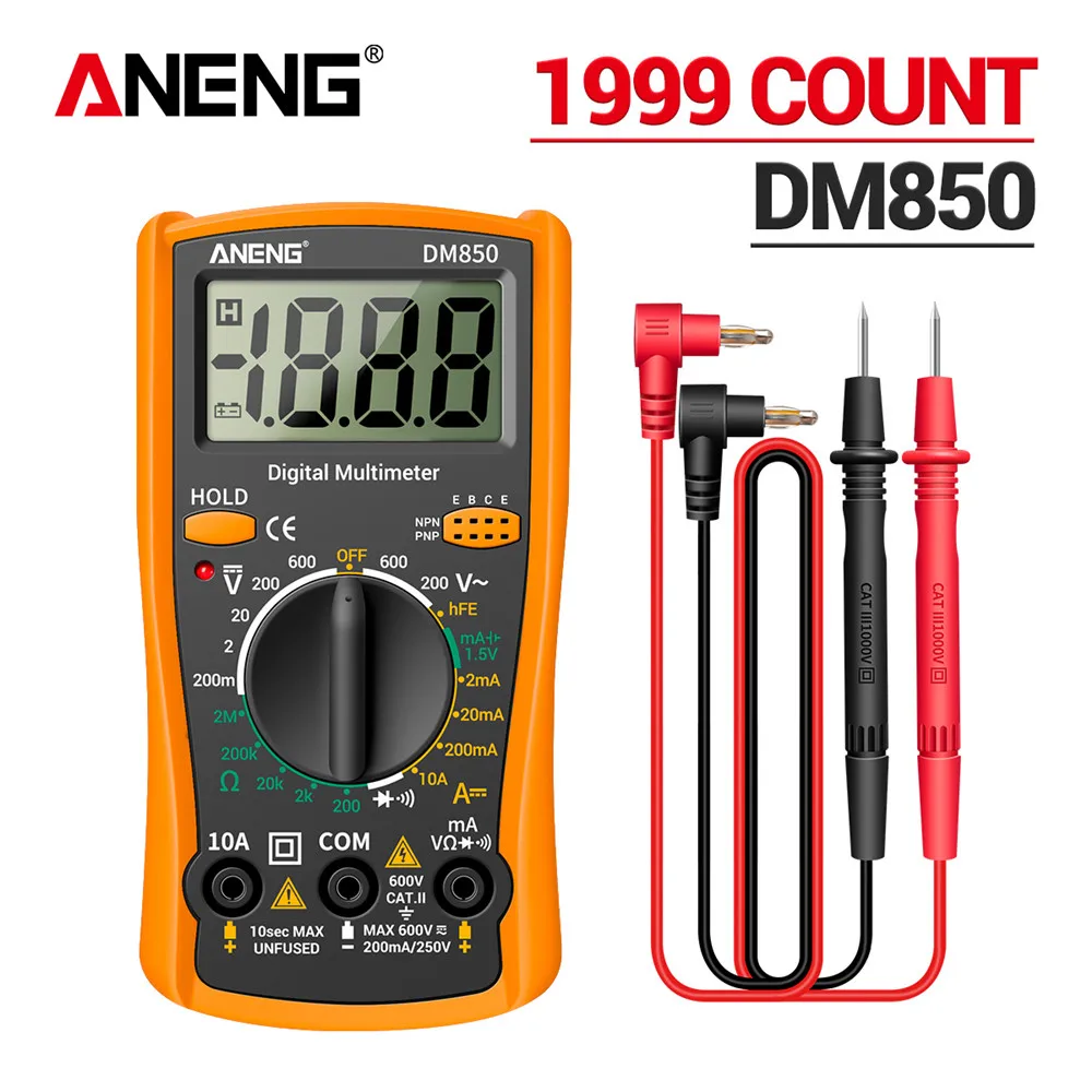 

ANENG DM850 Automatic Professional Digital Multimeter 1999 Counts Auto AC/DC Votage Tester Ohm Current Ammeter Detector Tool