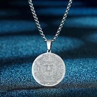 todorova vintage stainless steel engraved gothic mayan calendar amulets pendant necklace for women charm religious jewelry gift