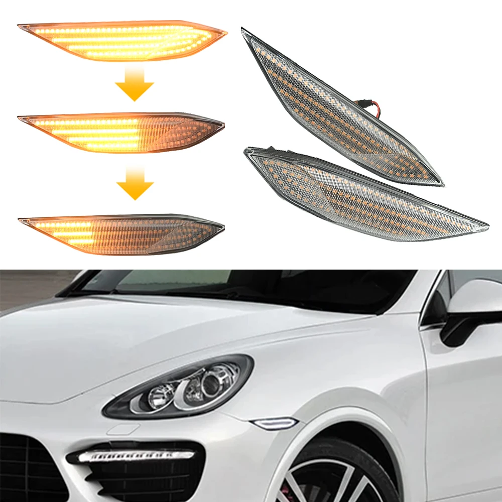 Для Porsche Cayenne 958 92A 2010-2014: 2 шт. светодиодных динамических боковых указателей поворота (желтые) на крылья (art.: 3920d7f558afb) - 3920d7f558afb