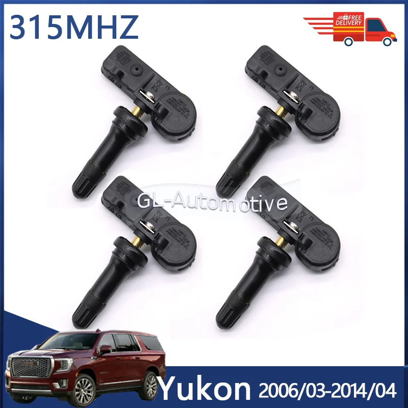 

Комплект из (4) датчиков TPMS для GMC Yukon 2006-2014 Yukon XL 2006-2014, датчик контроля давления в шинах 13586335 315 МГц