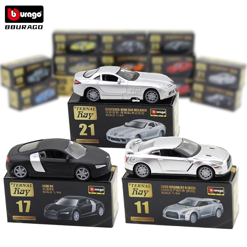 

Bburago 1:64 Alloy Car Model Nissan GT-R(R35) Mercedes-Benz SLR McLaren722 Silver Metal Diecast Car Toys for Kids Gift LaFerrari