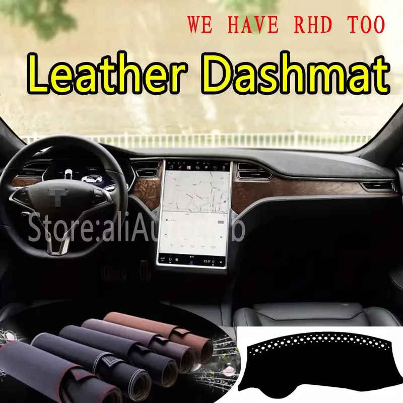 

For Tesla Model X S 2015 2016 2017 2018 2019 Leather Dashmat Dashboard Cover Dash Mat Sunshade Carpet Custom Car Styling