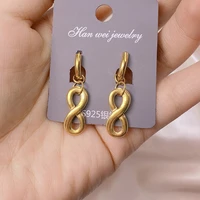 juwang 2022 simplicity hiphop women men dorp earrings stainless steel 8 pendant dangle hoop earrings fashion jewelry