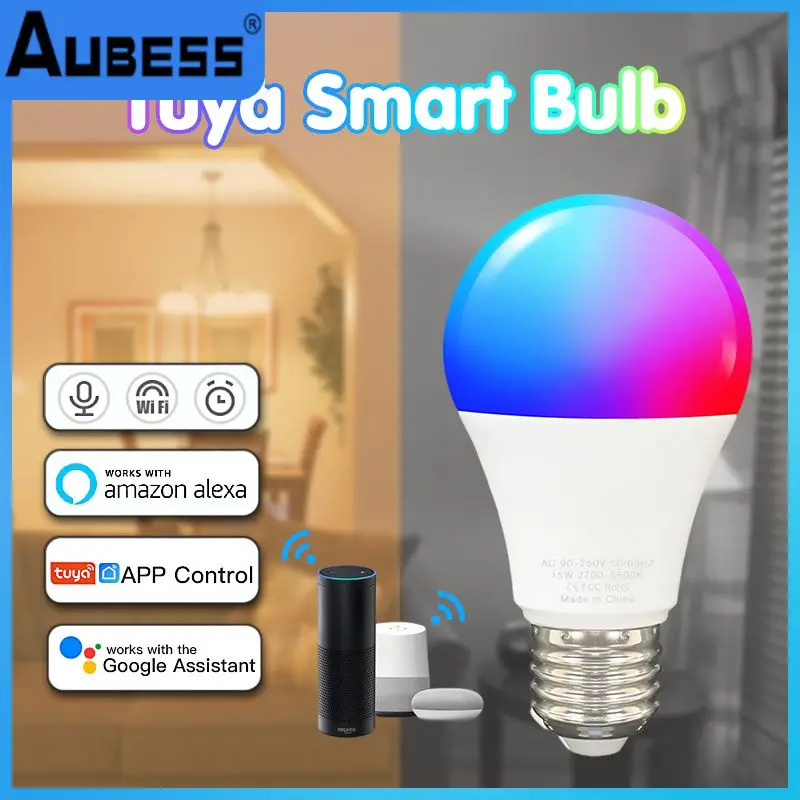 

100-240v Smart Light Smart Life Work With Alexa/google Home Smart Lamp 15w/9w E27 Bulb Led Decoration 15w Alexa Smart Light Bulb